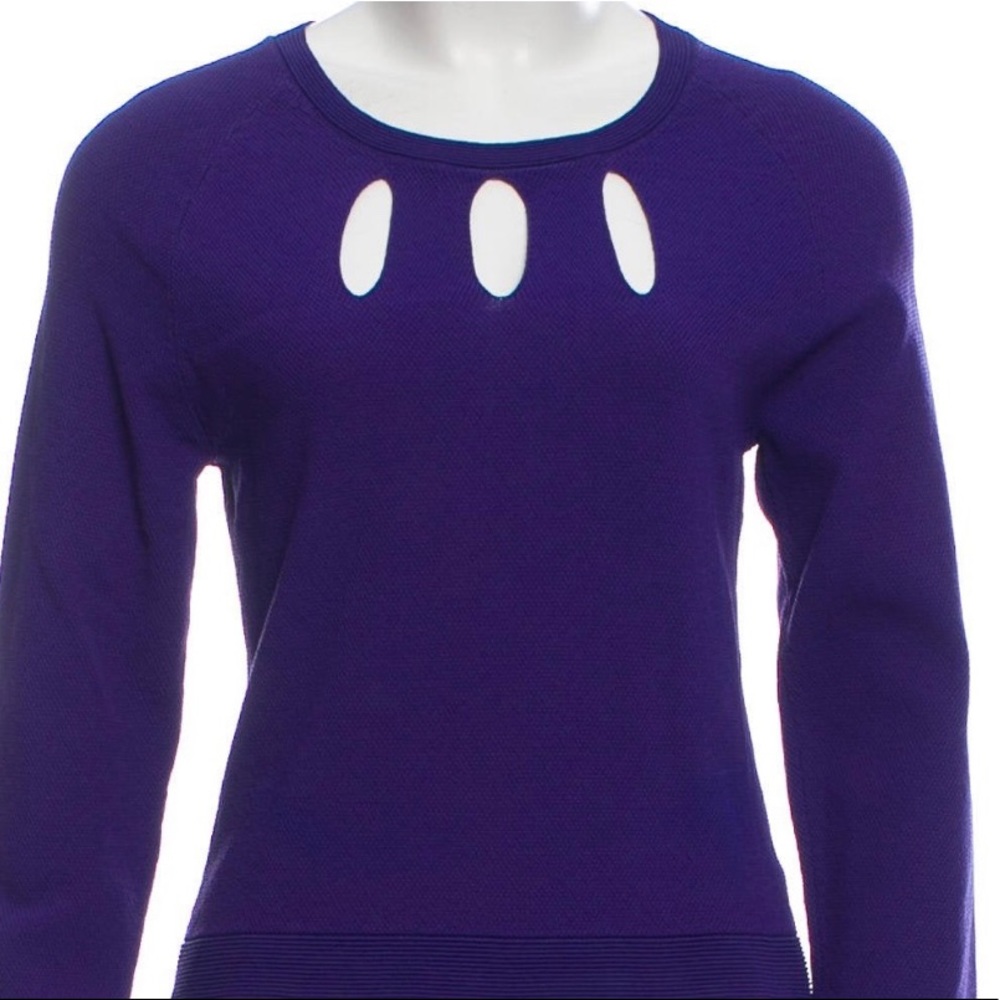 Parker Women’s Purple Cutout Knit Blouse Large NWT